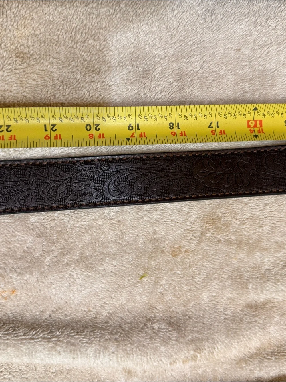 BC Belts Men's Dark Brown Leather Belt with Embossed Detail